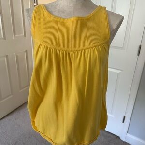 Yellow Ribbed Sleeveless Tank Top